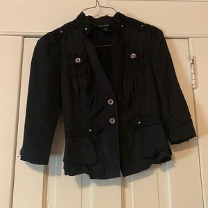 White House Black Market, Women’s Size 0 Black 3/4 length sleeves utility jacket